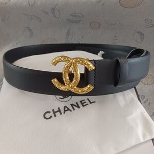 Chanel Double C Metal Buckle Womens Belt